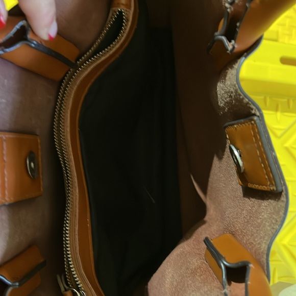 Co Lab brown tan camel leather crossbody tote purse - Picture 9 of 10